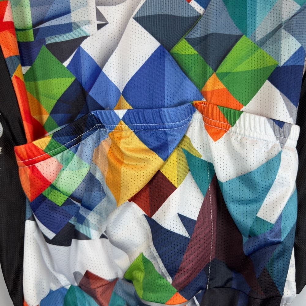 WEIMOSTAR Cycling Jersey Full Zip Multicolored Geometric Print Unisex size Large - Picture 3 of 7